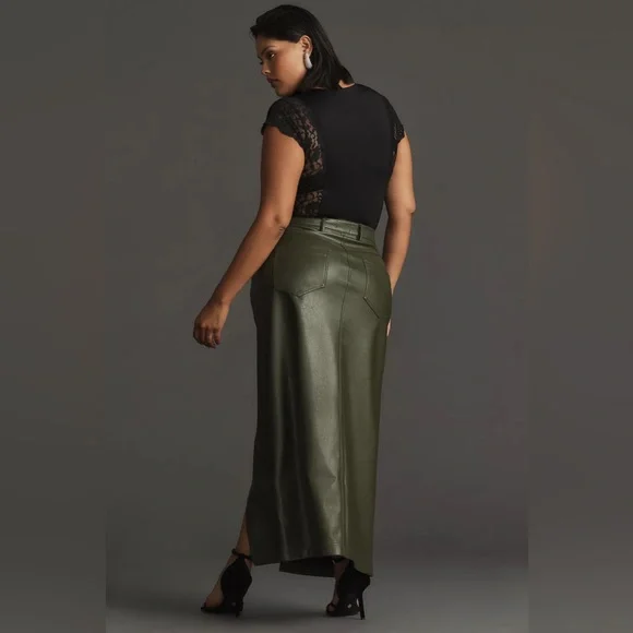 Anthropologie The Madi Faux-Leather Front-Slit Maxi Skirt by Pilcro - Picture 8 of 13